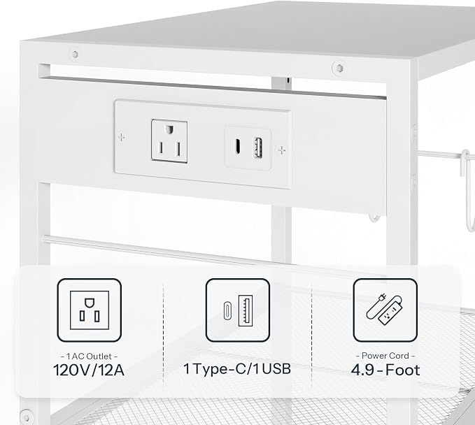 HOOBRO Industrial Printer Stand, 3-Tier Mobile Printer Table, Rolling Cart - Image 7