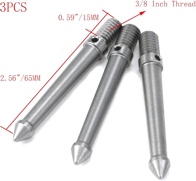 3 Pcs 3/8 Inch Stainless Steel Camera Accessories Tripod Ground Spike Mount - Image 2