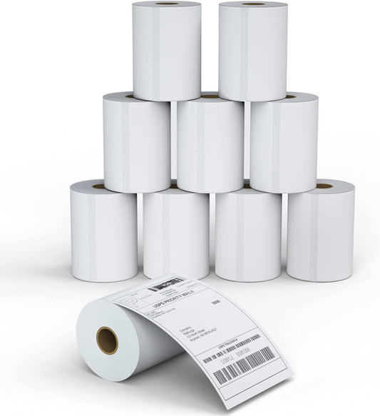 MFLABEL 4x6 Direct Thermal Shipping Labels - 10 Rolls of 250 Labels, Perforated Easy-Peel Blank Address Labels for Thermal Printers, Compatible with Rollo, Munbyn, Zebra for UPS, Amazon, eBay, Shopify