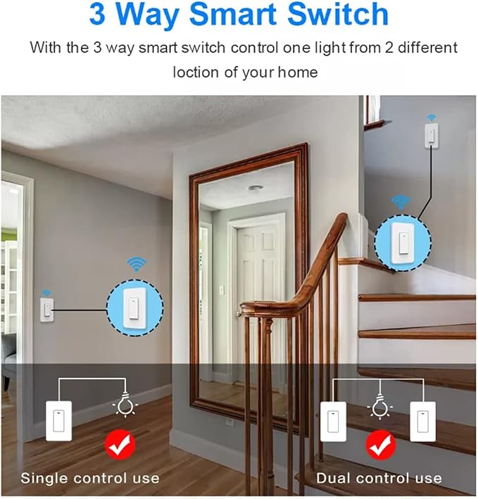 Nexete 3-Way Smart Wi-Fi Wall Light Switch Work - Image 2