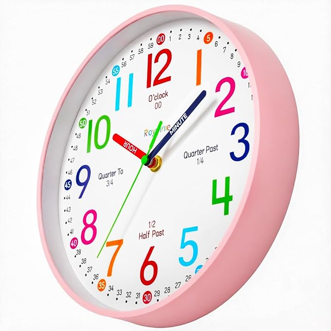 Roymnie Wall Clock 8 Inch for Kids Learning to Tell Time Easily Non Ticking - Image 2