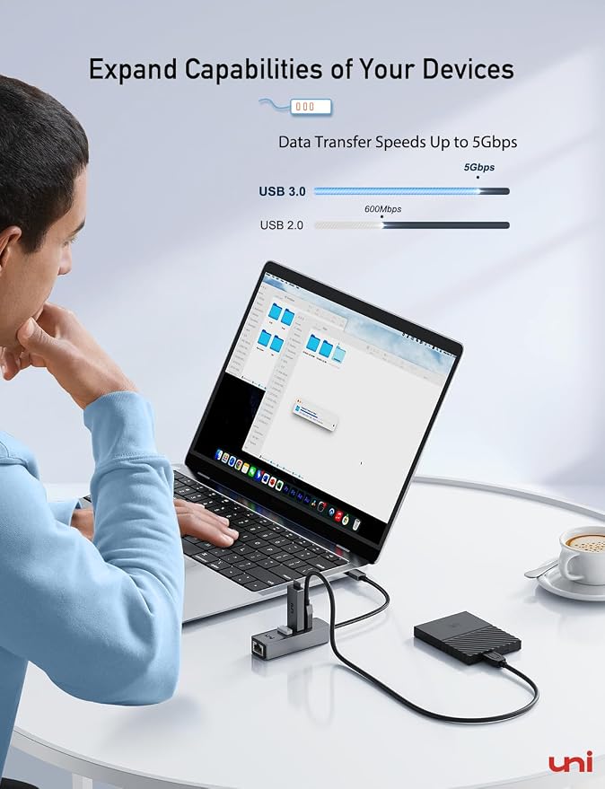 uni USB-C to Ethernet Adapter, USB C HUB Ethernet 1Gbps - Image 4