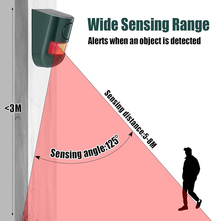 Qualirey Solar Sound and Light Alarm Motion Sensor 129db Outdoor Security Siren - Image 3