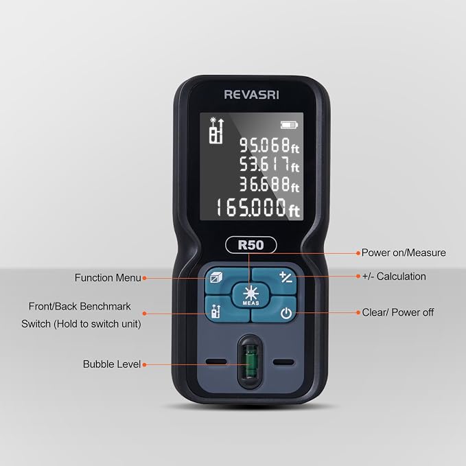 REVASRI Laser Distance Meter, 165 Feet Range, ±1/16inch Accuracy Laser - Image 6