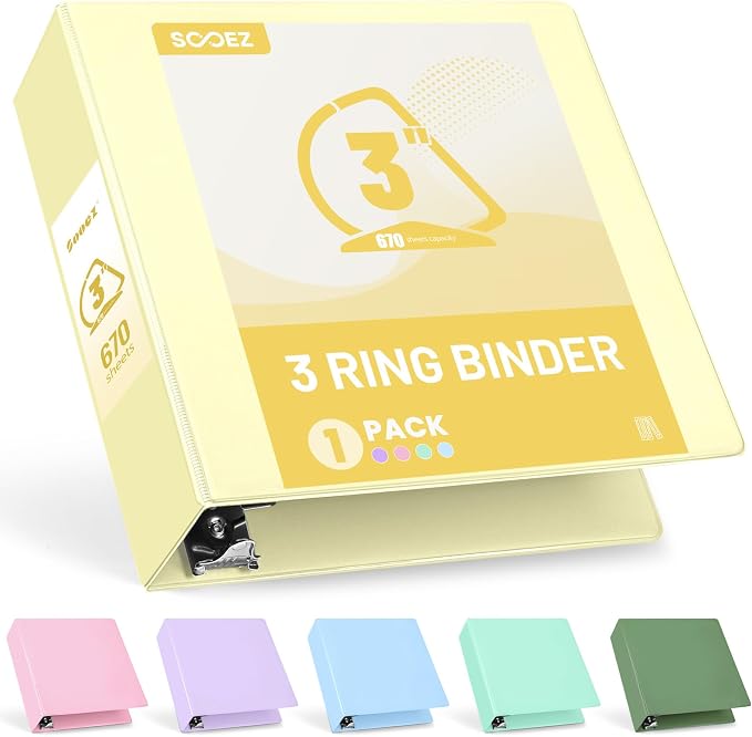Sooez BinderX Extra Durable 3 Inch 3 Ring Binder, D-Ring Large Binders by Sooez