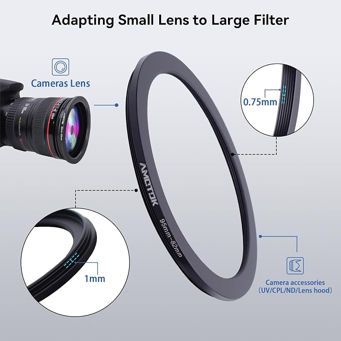 95mm Lens to 82mm Camera Lens Adapter, 95mm to 82mm Filter Step-Down Ring - Image 4