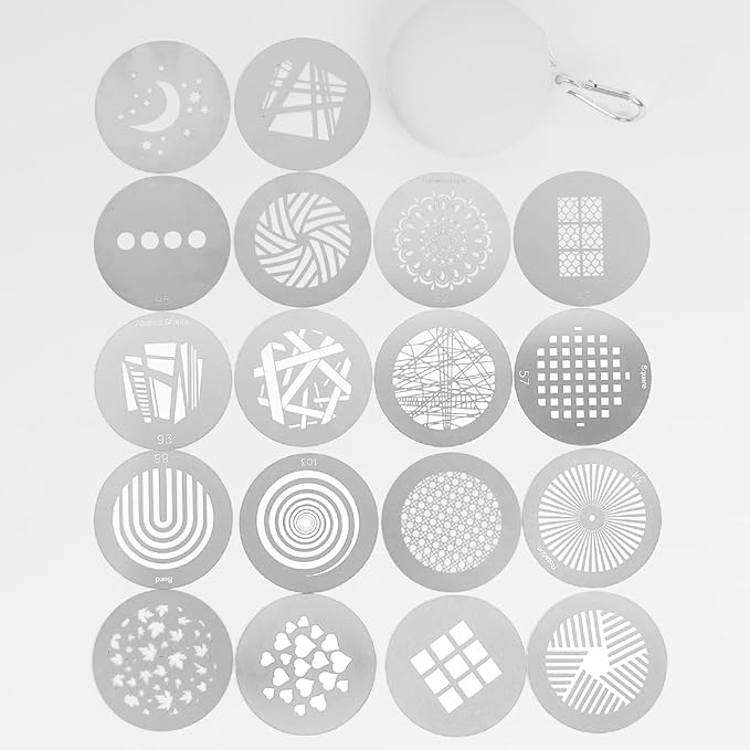 18Pcs Round Gobos Kit for Optical Snoot, 66mm/2.6in Metal Plate Patterns for - Image 6
