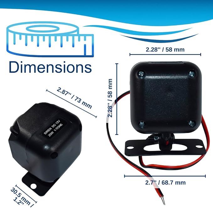 HQRP Electronic Alarm Siren 20W DC12V Universal Replacement Security Alarm Siren - Image 3