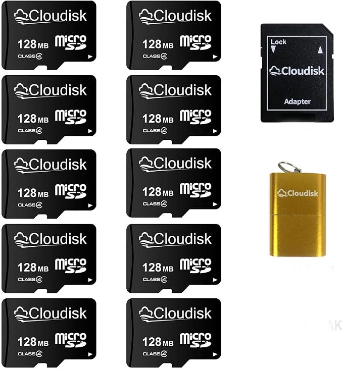Pack of 10 Micro SD Card 128MB Small Capacity Memory Card C4 by Cloudisk