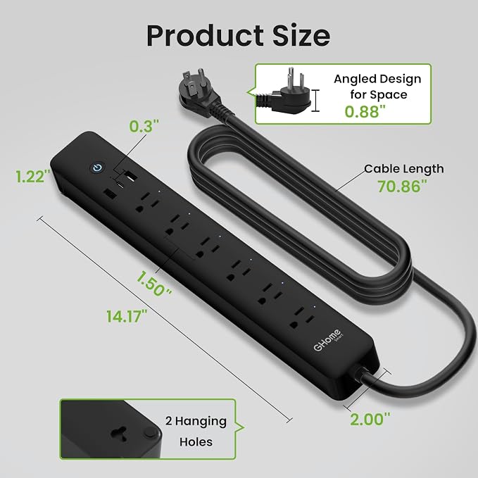 GHome Smart Power Strip 15A, 2.4G WiFi Smart Plugs That Work - Image 8