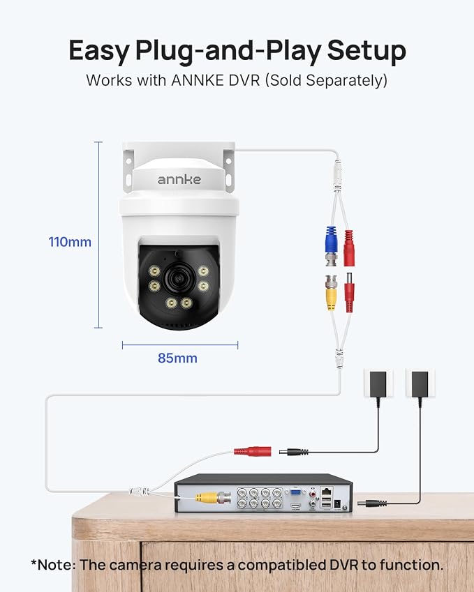 ANNKE 5MP TVI CCTV Home Surveillance Dome PT Camera, Wired Add on Camera - Image 8