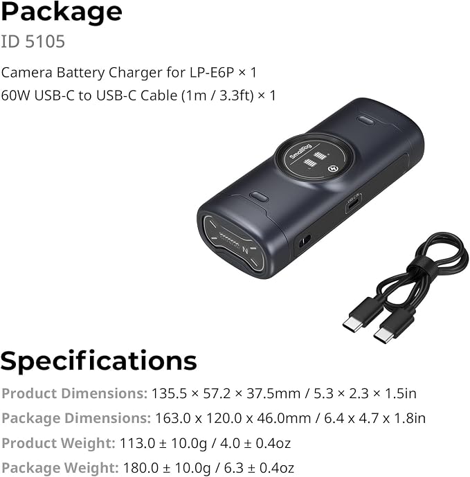 SMALLRIG LP-E6P LP-E6NH LP-E6N LP-E6 Battery Charger - Image 9