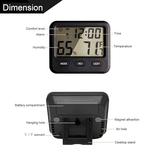Digital Hygrometer Indoor Thermometer, Temperature Humidity Gauge - Image 3