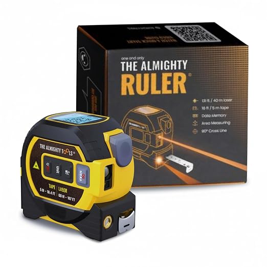 The Almighty Ruler Laser Tape Measure | Laser Distance Measurer, Heavy-Duty Tool by TheAlmightyTools