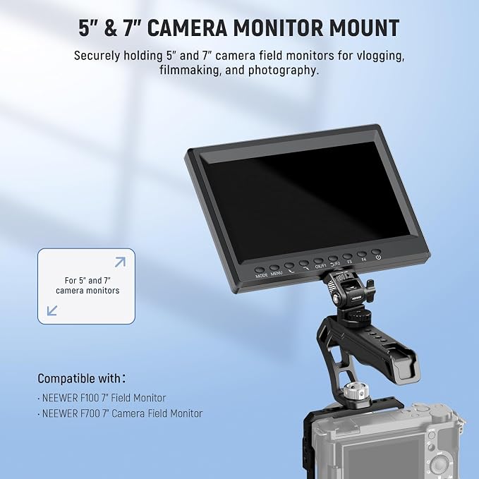 NEEWER Camera Field Monitor Mount Holder Bracket, 360° Swivel 180° Tilt - Image 3
