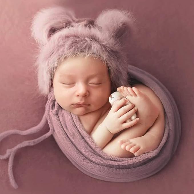Newborn Posing Wrap Newborn Photography Props Soft Stretch Knit Blanket - Image 7