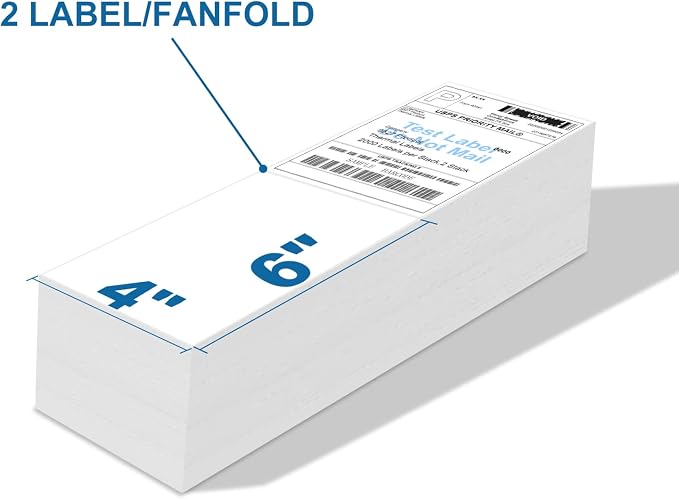 9527 Product 4" x 6" Zebra Fanfold Direct Thermal Shipping Labels, 2 Stacks - Image 2