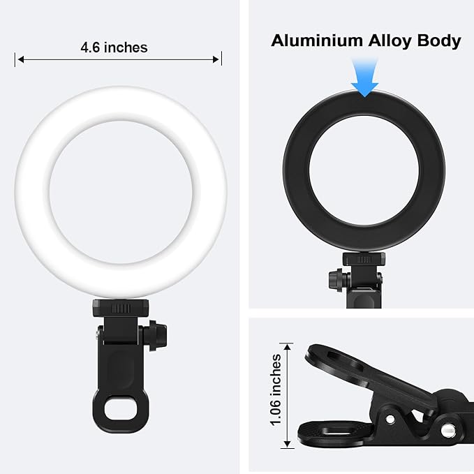 Ring Light Clip on Laptop Monitor, Webcam Light 10 Brightness Level Video - Image 6