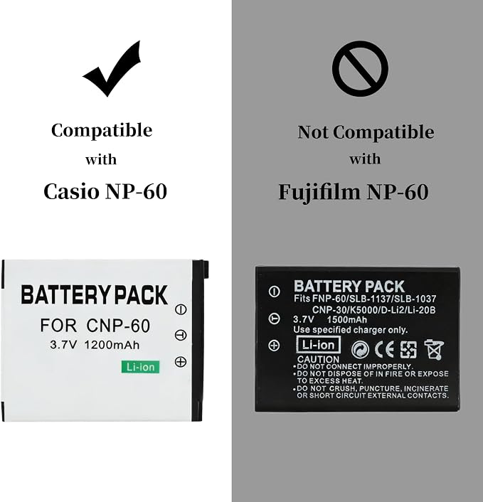Norifon NP-60 USB Charger for Casio Exilim EX-S12, Zoom EX-Z20, EX-Z90 Camera - Image 3