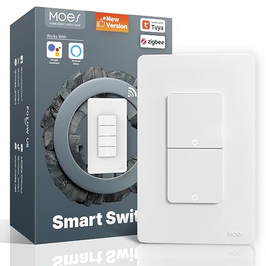 MOES Zigbee Smart Double Switches, 2nd Generation Light Switch 2 Gang, No by MOES