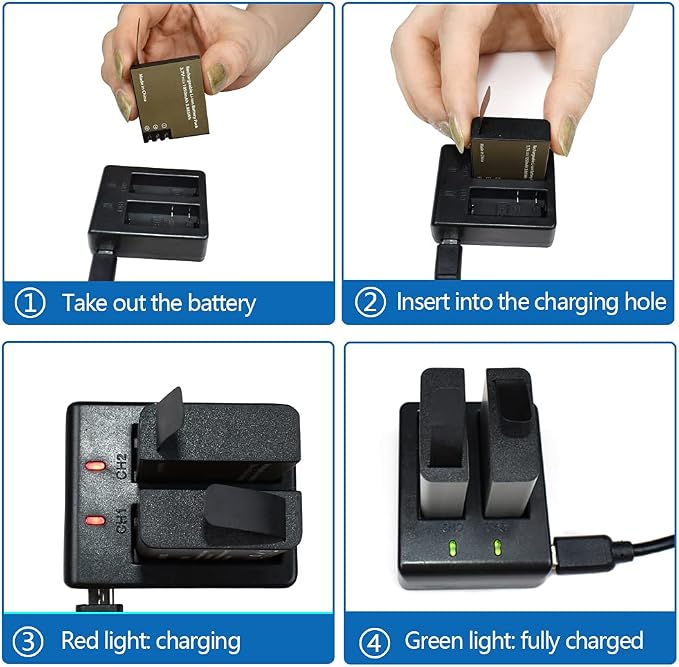 3 x 1050mAh Rechargeable Action Camera Battery - Image 6