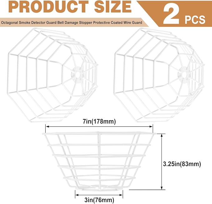 Blulu 2 Pcs Octagonal Smoke Detector Cover Stopper, Smoke Alarm Cage, 7 Inch - Image 2
