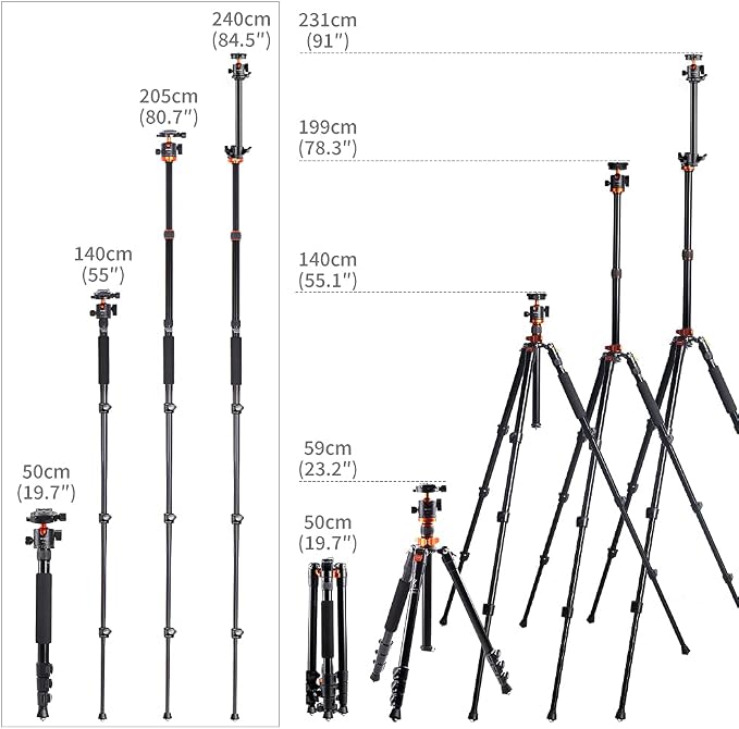 K&F CONCEPT 78 inch DSLR Camera Tripods - Image 3
