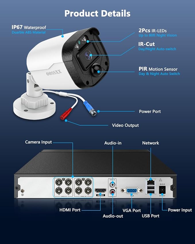 5MP Wired Security Camera System Outdoor, 16CH DVR - Image 7