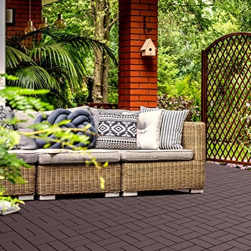 Goovilla Plastic Interlocking Deck Tiles, 27 Pack 12"x12", Dark Brown - Image 2