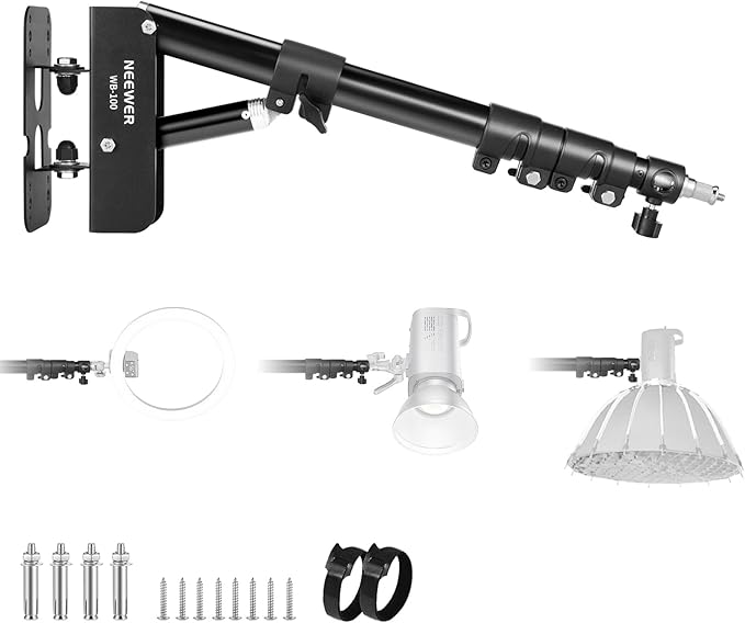NEEWER Ring Light Wall Mount Boom Arm, Aluminum Alloy, 6.6lb/3kg Capacity by Neewer
