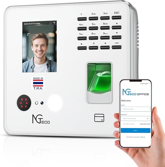 NGTeco Cloud-Based Time Clock for Small Business, 2.4GHz WiFi Attendance Machine by NGTeco