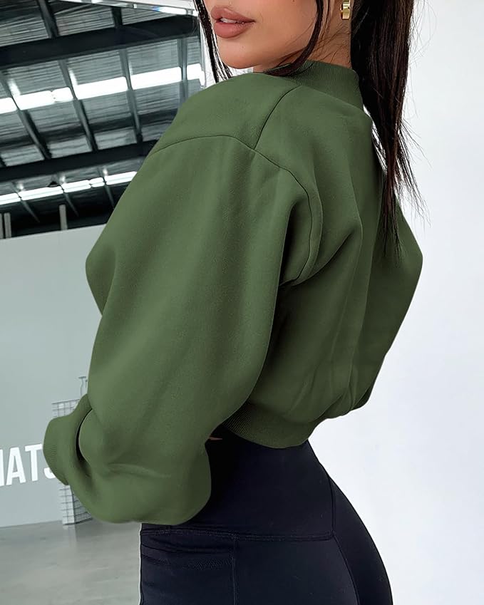 Zwurew Women's Bolero Shrug Long Sleeve Cropped Sweatshirt - Image 3