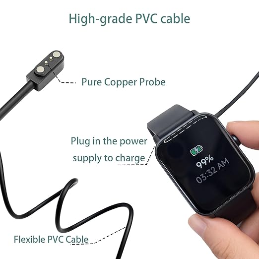 2-Pack 3.3FT Smart Watch Charger Magnetic 2Pin USB Charging Cable - Image 4