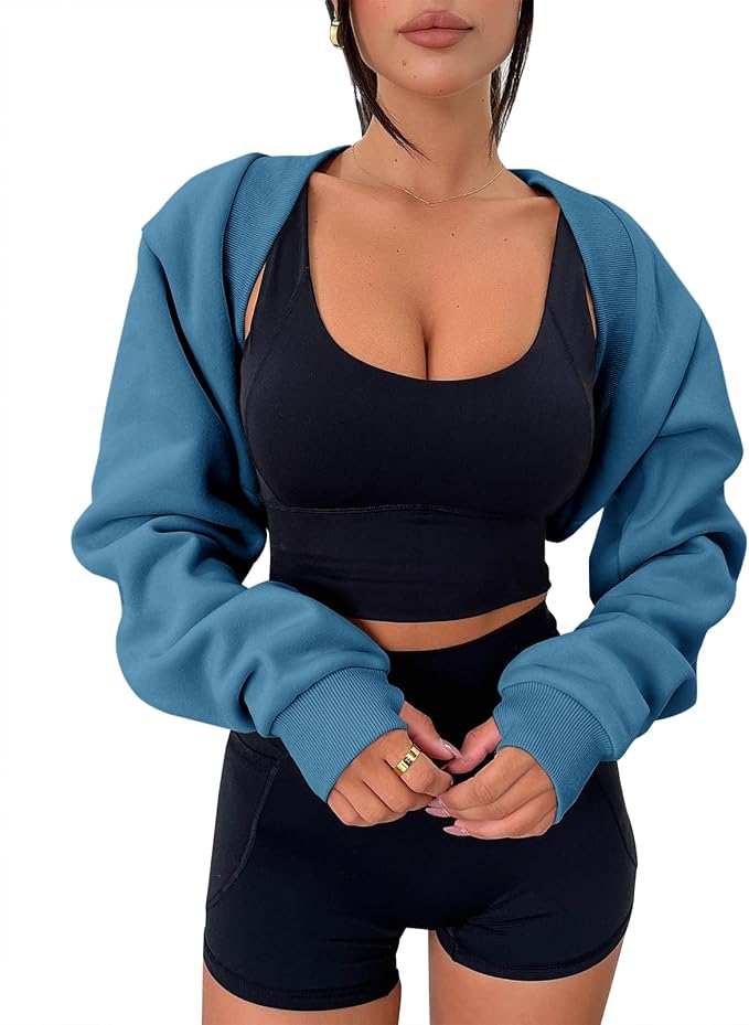 Zwurew Women's Bolero Shrug Long Sleeve Cropped Sweatshirt by Zwurew
