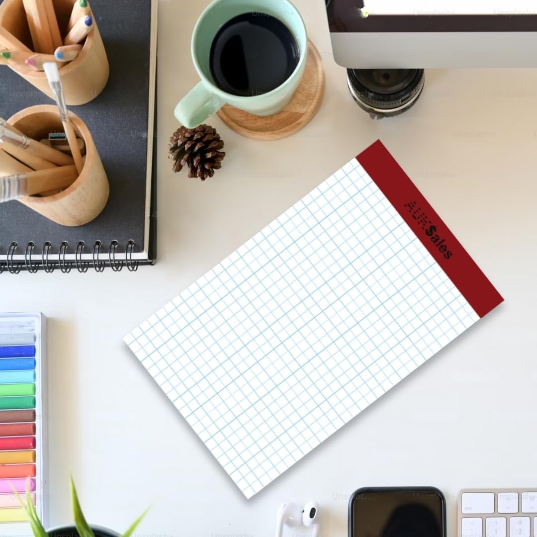 Grid Paper Pad 5x8 Inches, Graph Paper Pad 4x4, Grid Notepad, 12 Pack, 5x8 Graph Paper 1/4 Grid, Graphing Paper, Engineering Pad, 100 Sheets 200 Pages Perforated Pad for School, Home, & Office
