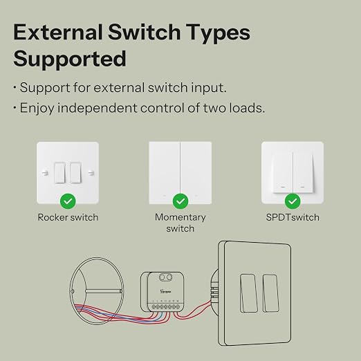 SONOFF MINI Duo, Matter Over WiFi, 2-Chanel WiFi Smart Switch, 16A Total Load - Image 5