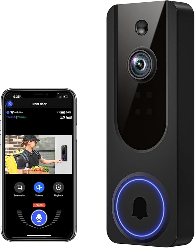 1080p WiFi Video Doorbell Camera Wireless, Battery Powered, AI Human and Motion by Unknown