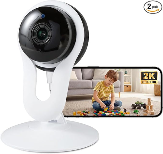 2 Pack Smart Indoor Home Camera, 2K WiFi Cameras by WOOMO