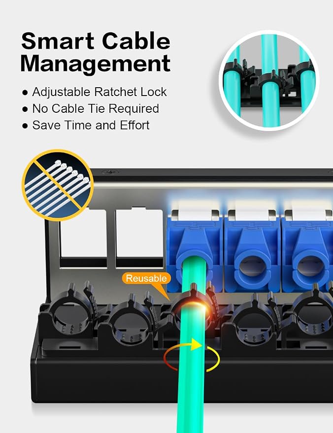 6 Port Patch Panel Blank Keystone Patch Panel STP&UTP Compatible - Image 2