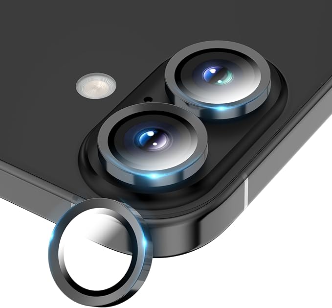 Camera Lens Protector for iPhone 17/16/16 Plus, Tempered Glass Metal Individual by WumigooProducts