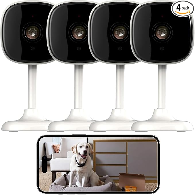 AMOROM 4 Pack Indoor Wired Security Camera, Baby Pet Monitor, Motion Detection by AMOROM