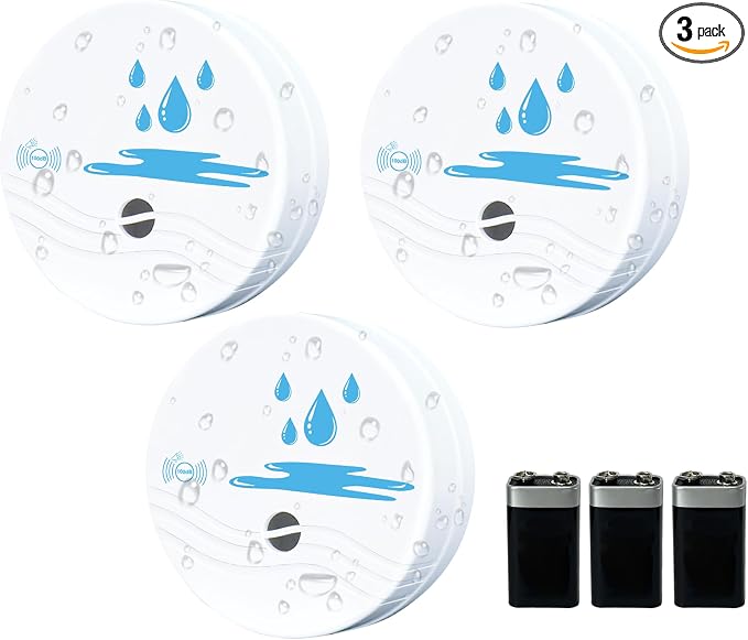 3 Pack Water Leak Detectors for Home, 100dB Waterproof Water Sensor Alarm Leak by Comfytune