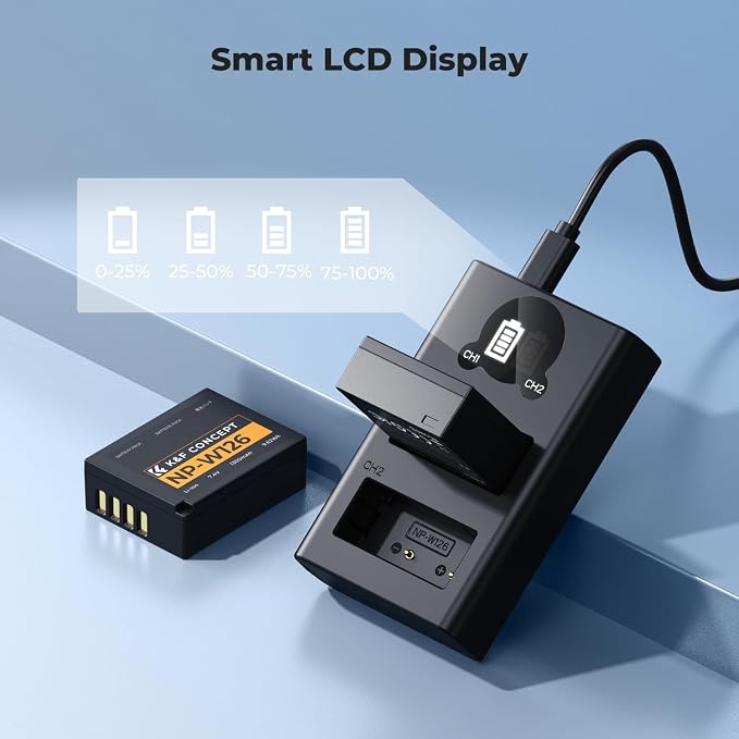 K&F Concept 1300mAh NP-W126 NP-W126S Battery and Charger - Image 4