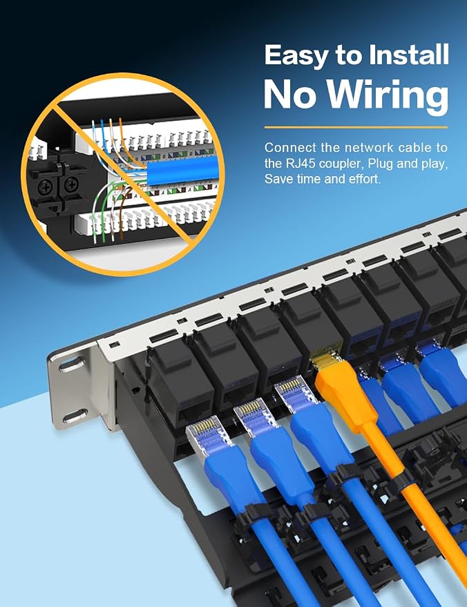 1U 48 Port Patch Panel Cat6 RJ45 Passthrough Patch Panel UTP - Image 3