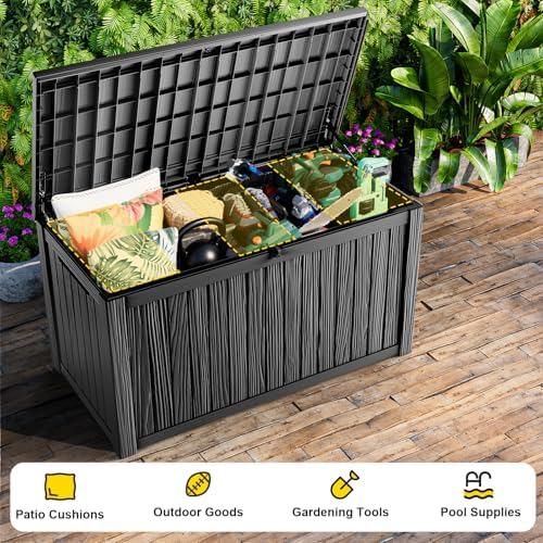 DRATO 200 Gallon Outdoor Storage Box Waterproof, Resin Large Deck Box - Image 4