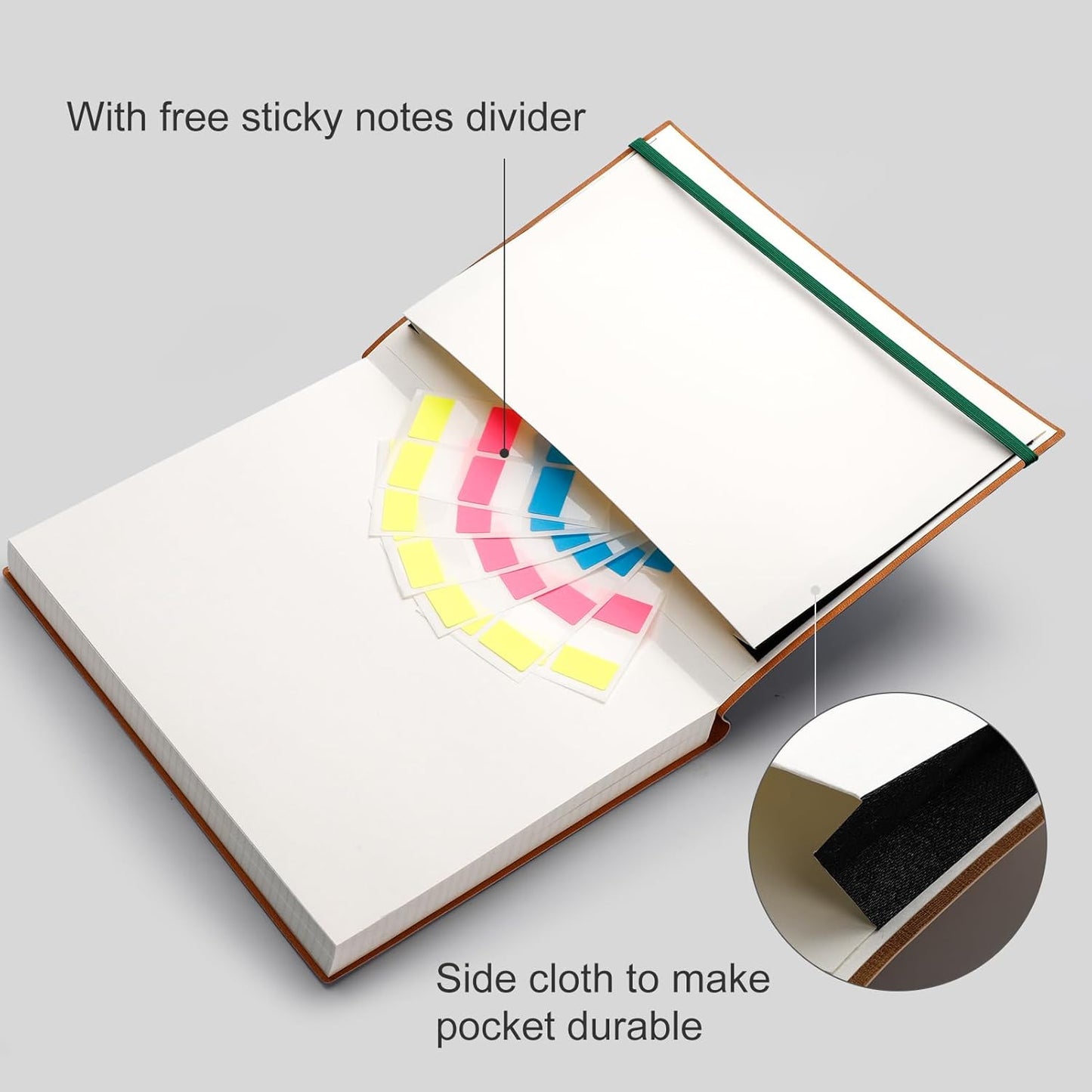 AHGXG Graph Paper Notebook - 320 Pages Grid Paper Notebook Large Journal B5, 100gsm Thick Graph Paper, Leather Softcover, Inner Pocket, 7.6'' X 10''- Green