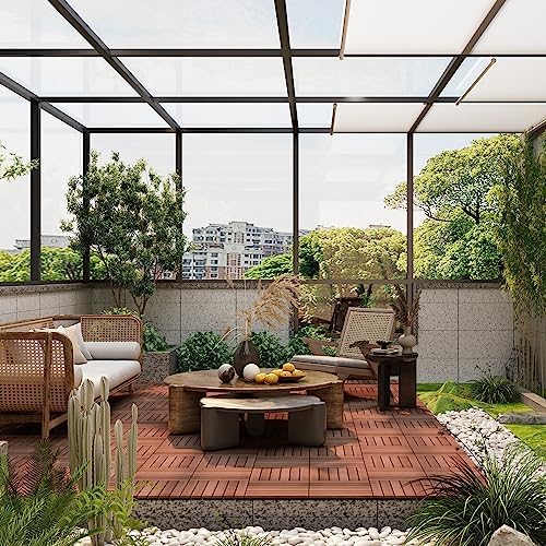 PrimeZone 108 PCS Solid Acacia Wood Interlocking Patio Deck Tiles Outdoor - Image 3