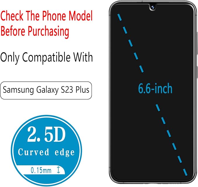 2 Pack Screen Protector for Samsung Galaxy S23 Plus Tempered Glass - Image 3