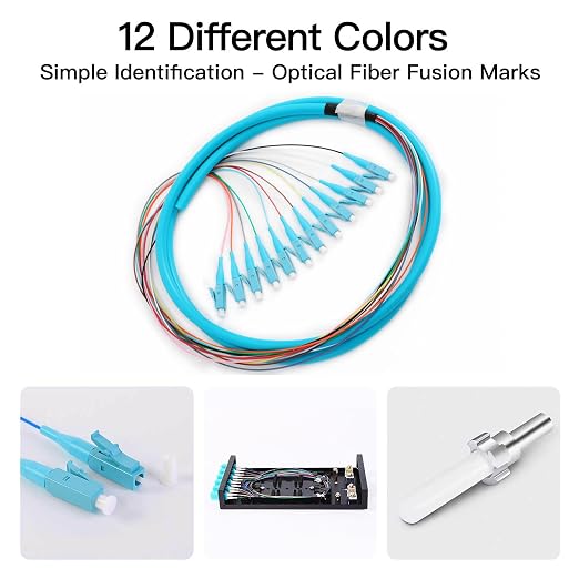 4 Pack LC-OM3 12 Pigtail 12 Strand Multimode OM3/OM4 50/125 LC-UPC Fiber Pigtail - Image 6