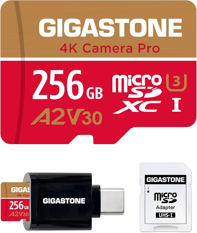 Gigastone 256GB Micro SD Card, 4K Camera Pro, A2 V30 UHS-I U3, by Gigastone